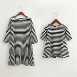 Mother Daughter Children Dress Clothing Fashion Mom And Kids Couple Look Stripe Family Matching Outfits Baby Girls Clothes Dress