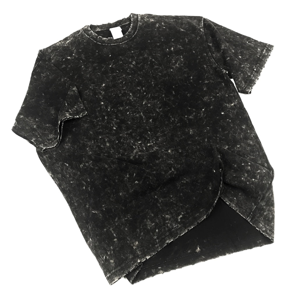 Distressing Black Short Sleeve T-shirt