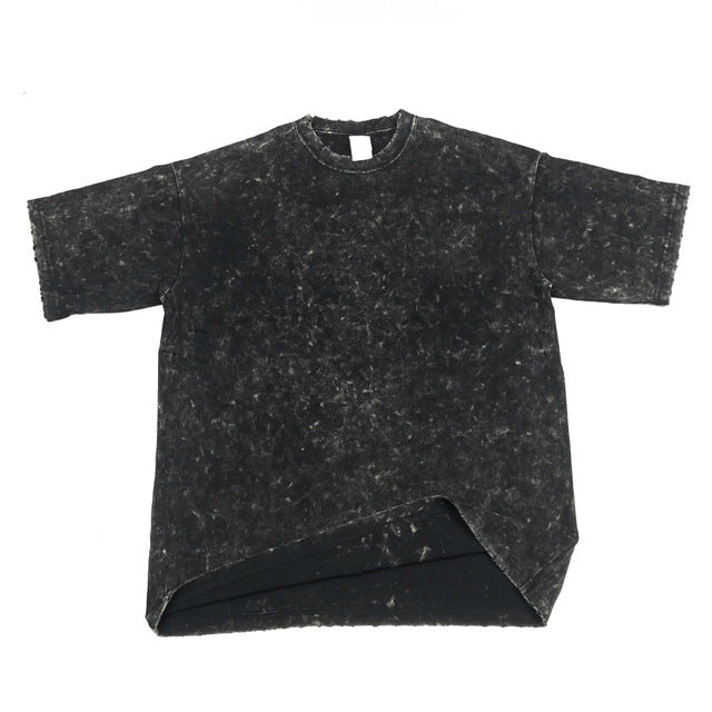 Distressing Black Short Sleeve T-shirt