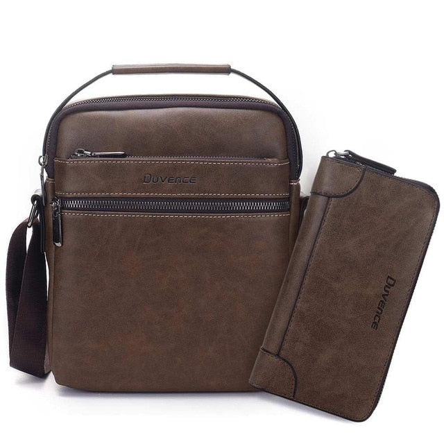 Fashion Men Shoulder Bag for 10.5" ipad Men PU Leather Flaps Men's Crossbody Bags Business Brown Flap Male Solid Messenger Bag