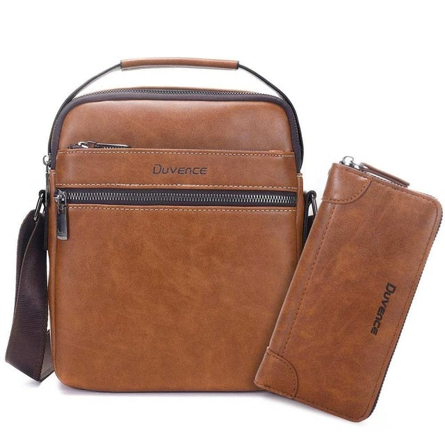 Fashion Men Shoulder Bag for 10.5" ipad Men PU Leather Flaps Men's Crossbody Bags Business Brown Flap Male Solid Messenger Bag