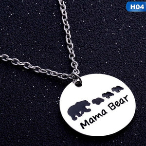 Bear Tag Engraved Animal Pendant Necklace Custom Mother Kids Love Necklace Simple Fashion Mom And Kids Children Jewelry