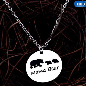 Bear Tag Engraved Animal Pendant Necklace Custom Mother Kids Love Necklace Simple Fashion Mom And Kids Children Jewelry