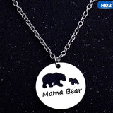 Bear Tag Engraved Animal Pendant Necklace Custom Mother Kids Love Necklace Simple Fashion Mom And Kids Children Jewelry