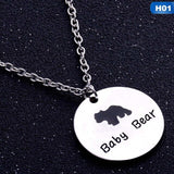 Bear Tag Engraved Animal Pendant Necklace Custom Mother Kids Love Necklace Simple Fashion Mom And Kids Children Jewelry