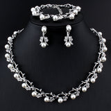 Weibang Pearl Jewelry Sets For Women African Beads Jewelry Set Wedding Imitation Crystal Bridal Dubai Necklace Jewelery Costume